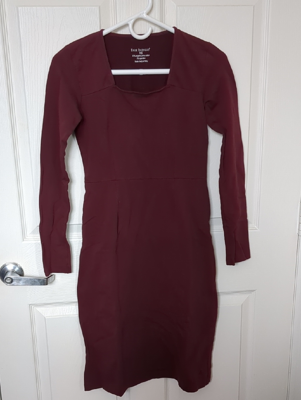 Fair Indigo Long-Sleeve Burgundy Sheath Dress